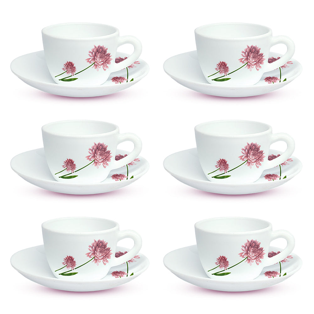 Larah by Borosil Nargis Cup n Saucer Set, 220ml x 12