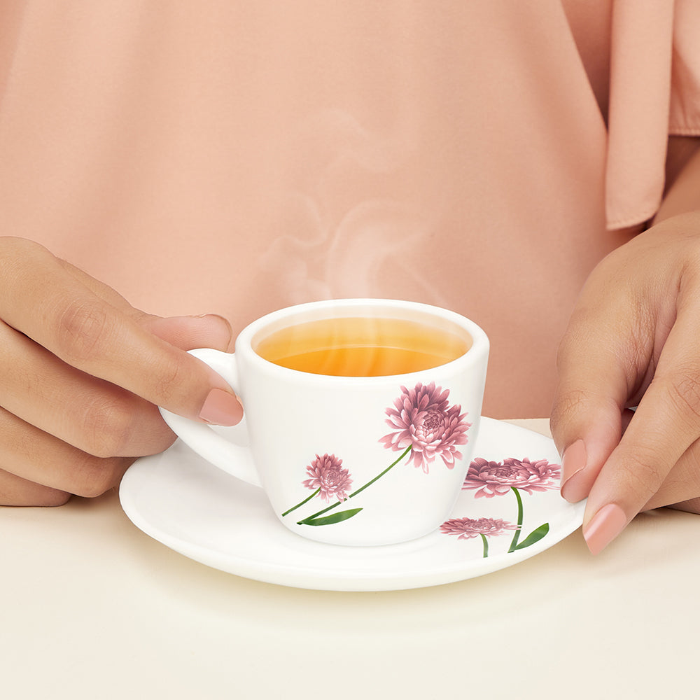 Larah by Borosil Nargis Cup n Saucer Set, 220ml x 12