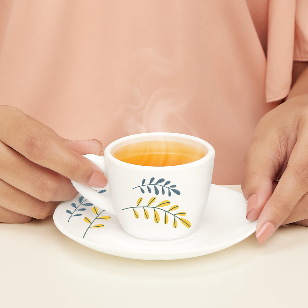 Larah by Borosil Niva Cup n Saucer Set, 140ml x 8