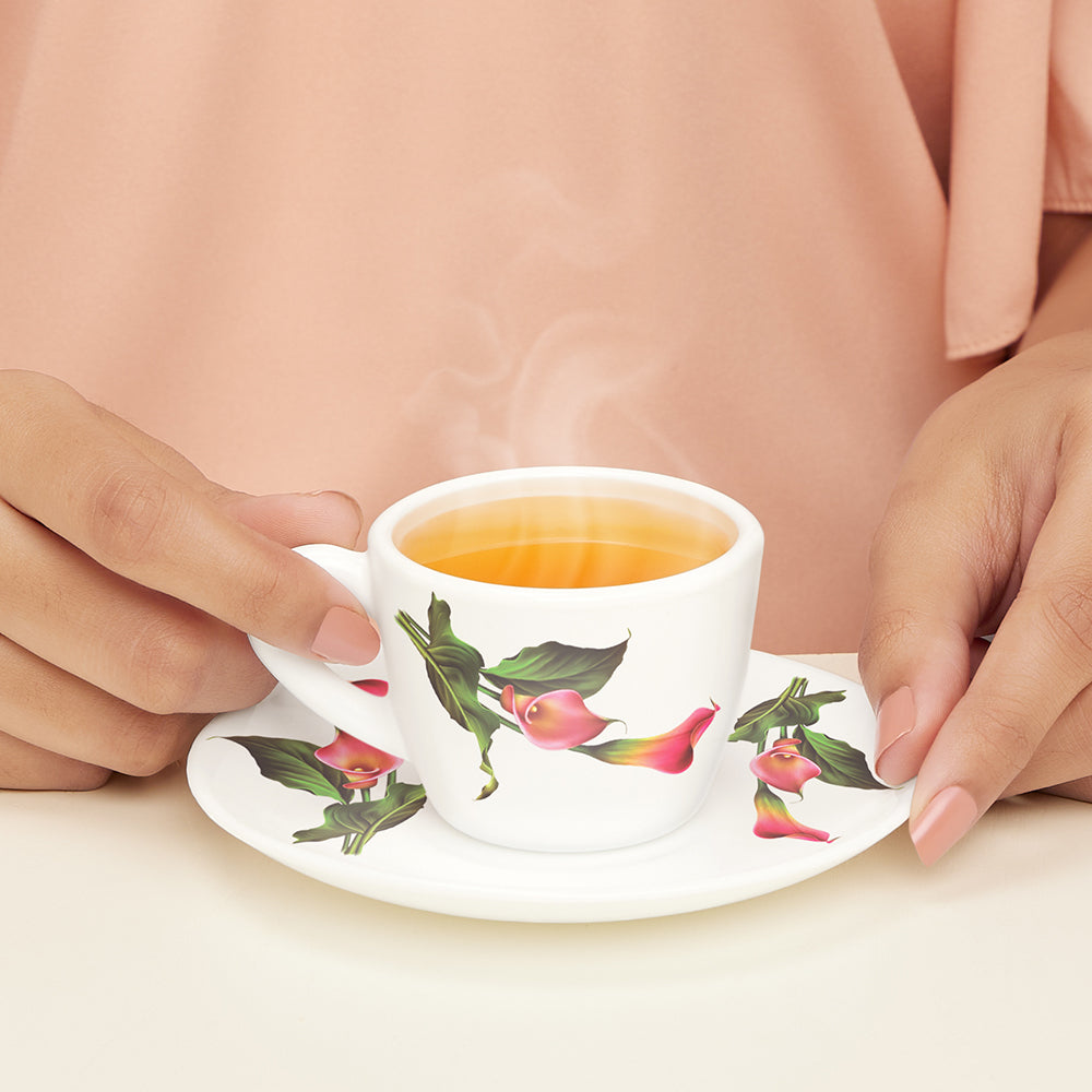 Larah by Borosil Stargazer Cup n Saucer Set, 140ml x 8