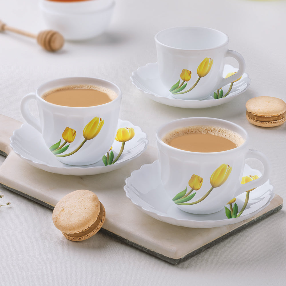 Larah by Borosil Lyana Cup n Saucer Set, 220ml x 12