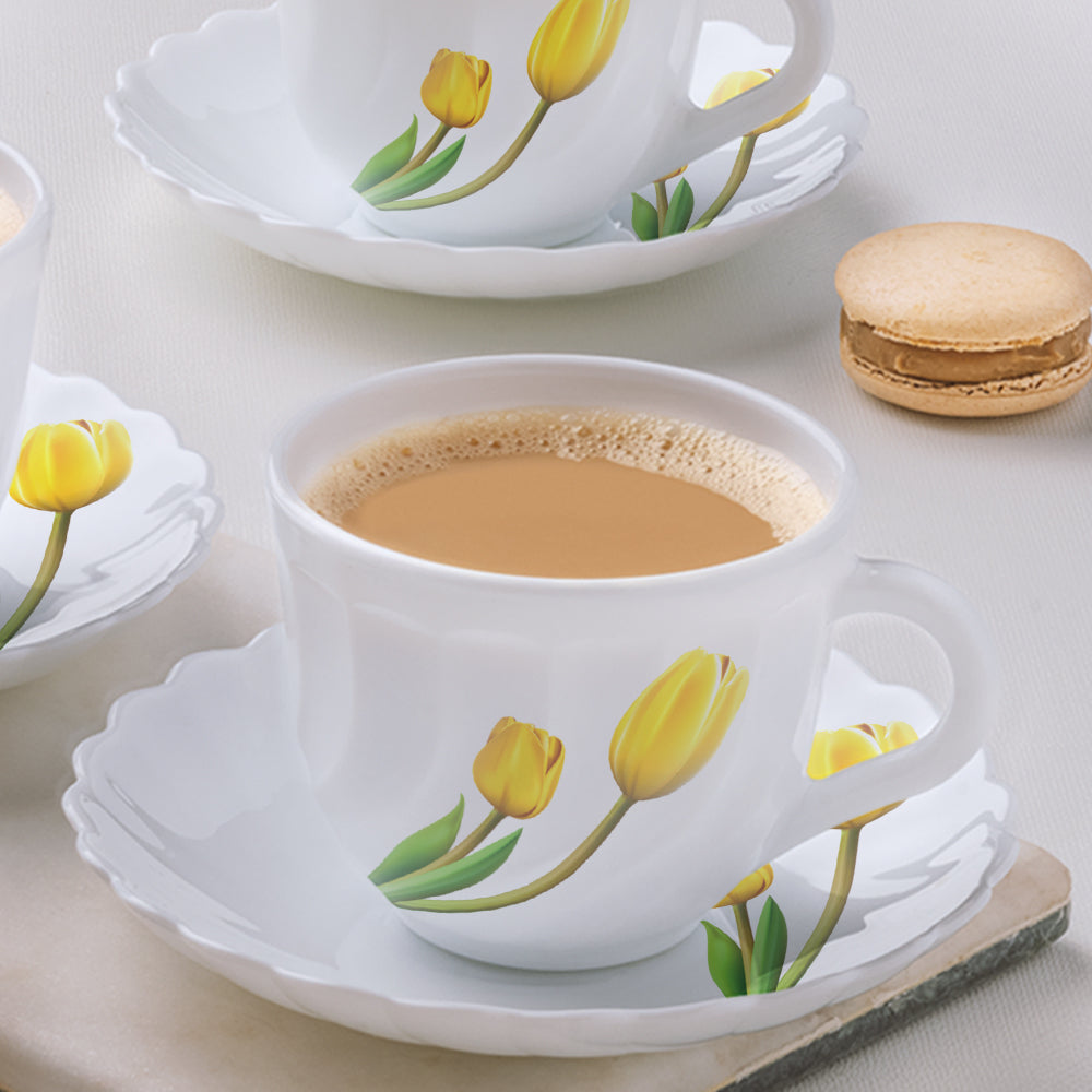 Larah by Borosil Lyana Cup n Saucer Set, 220ml x 12