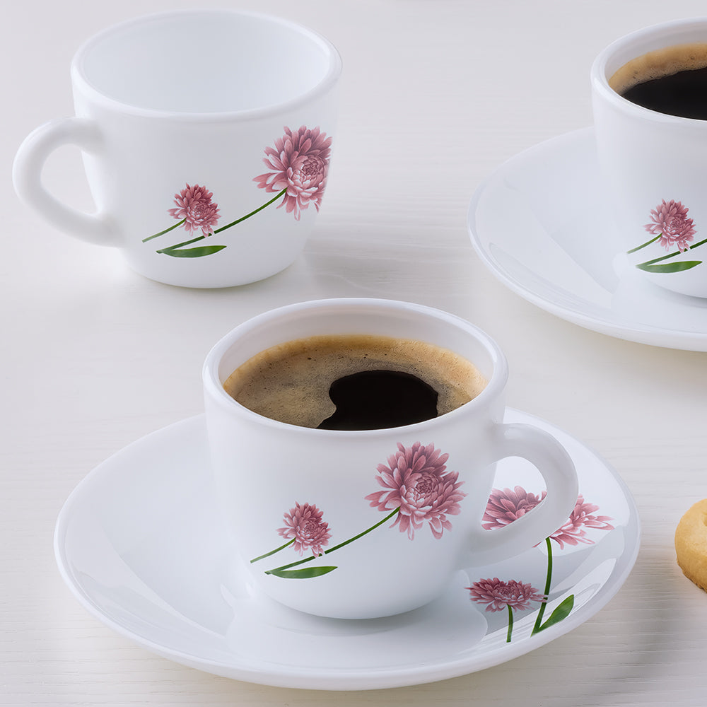 Larah by Borosil Nargis Cup n Saucer Set, 220ml x 12