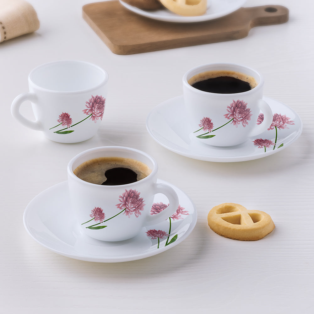 Larah by Borosil Nargis Cup n Saucer Set, 220ml x 12