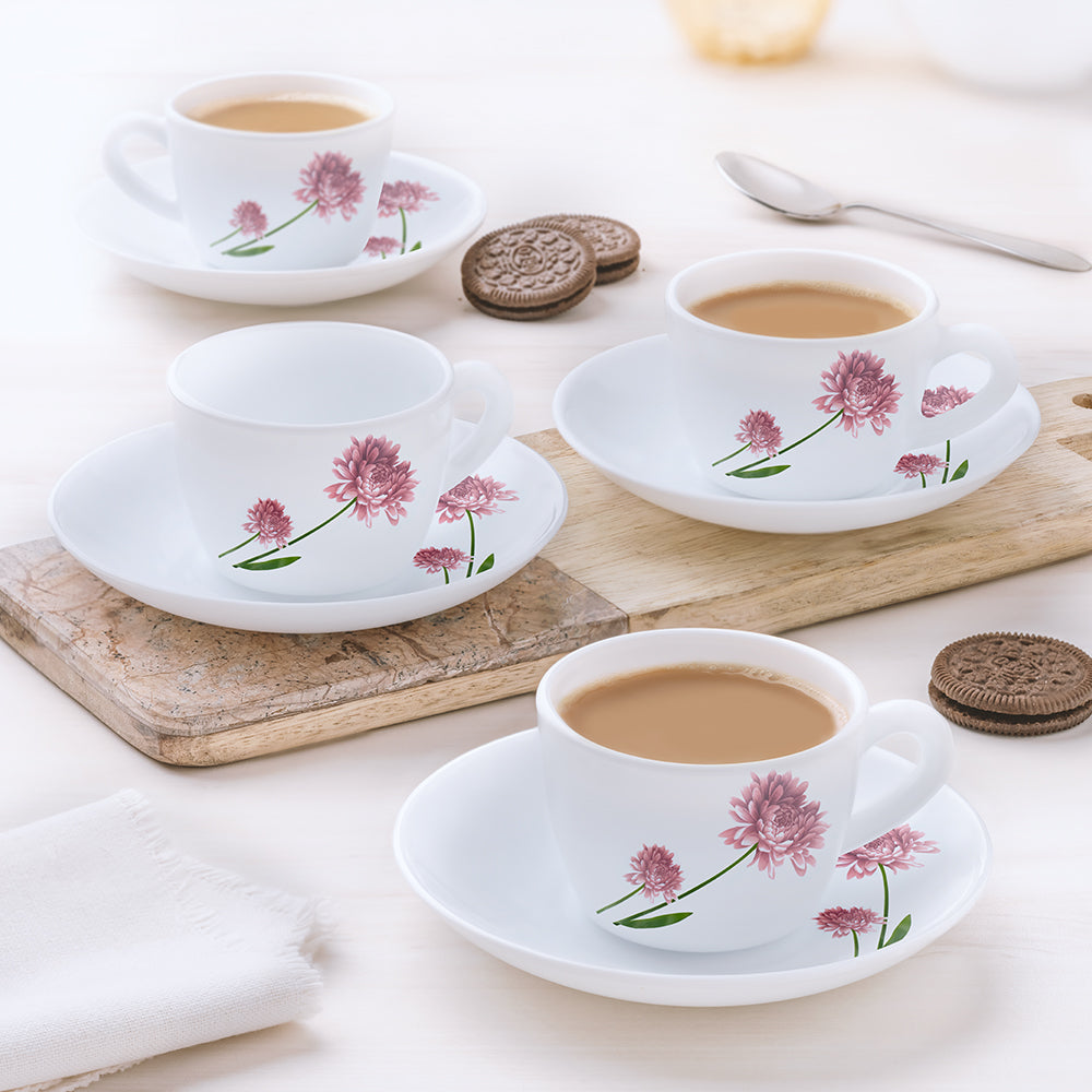 Larah by Borosil Nargis Cup n Saucer Set, 220ml x 12
