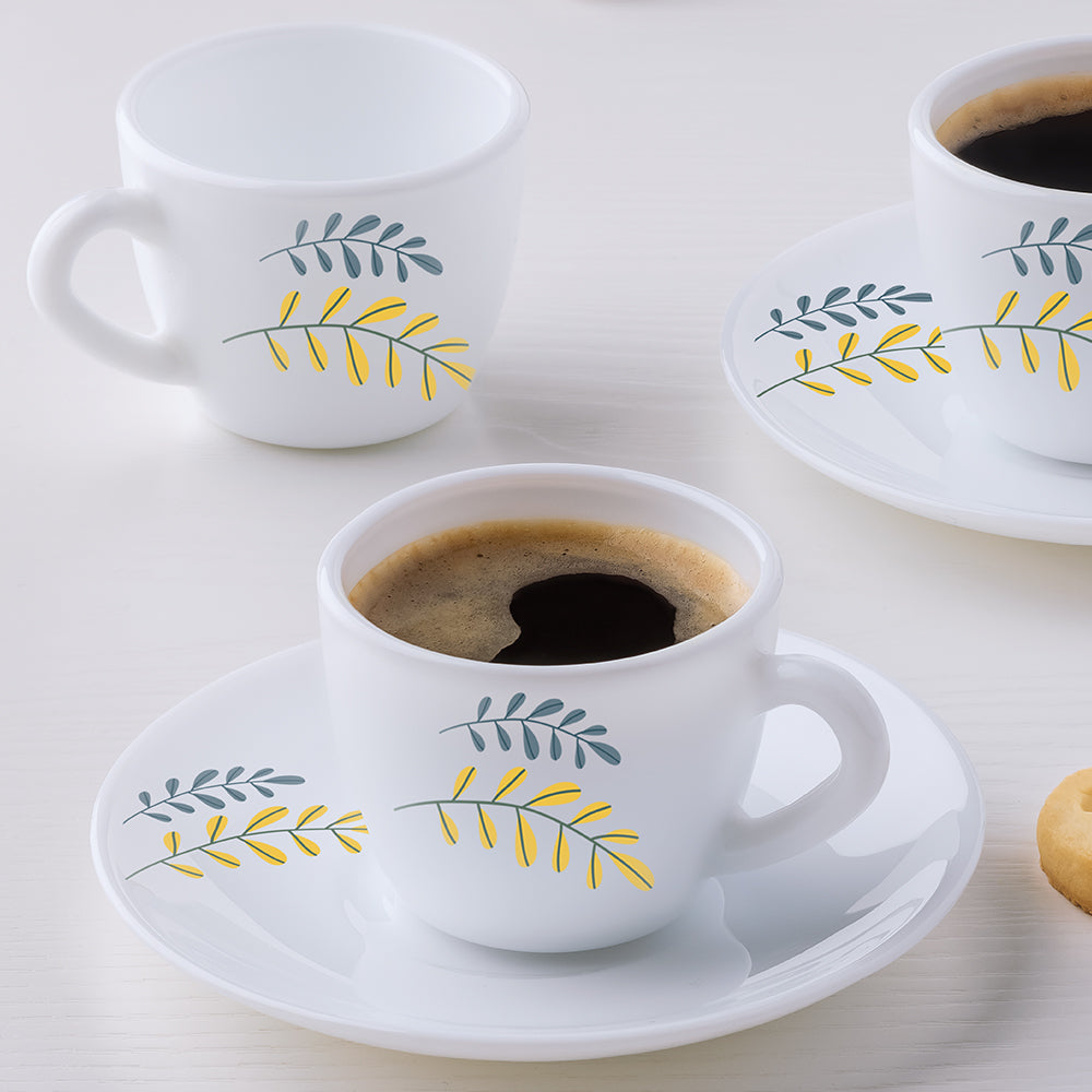 Larah by Borosil Niva Cup n Saucer Set, 140ml x 8