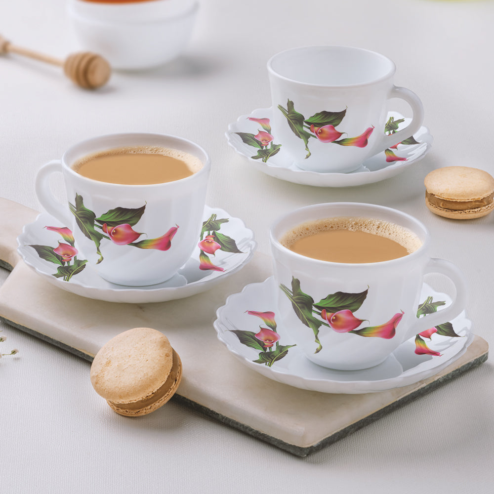 Larah by Borosil Stargazer Cup n Saucer Set, 140ml x 8