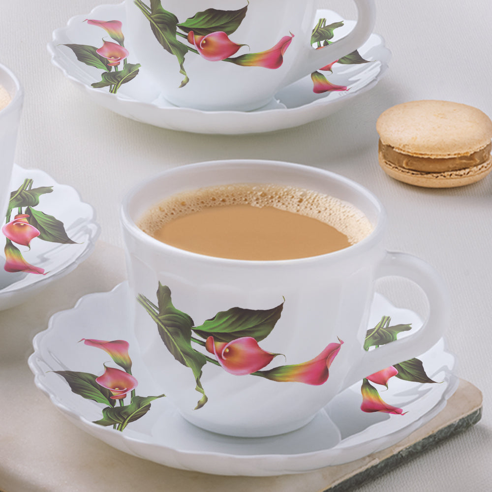 Larah by Borosil Stargazer Cup n Saucer Set, 140ml x 8