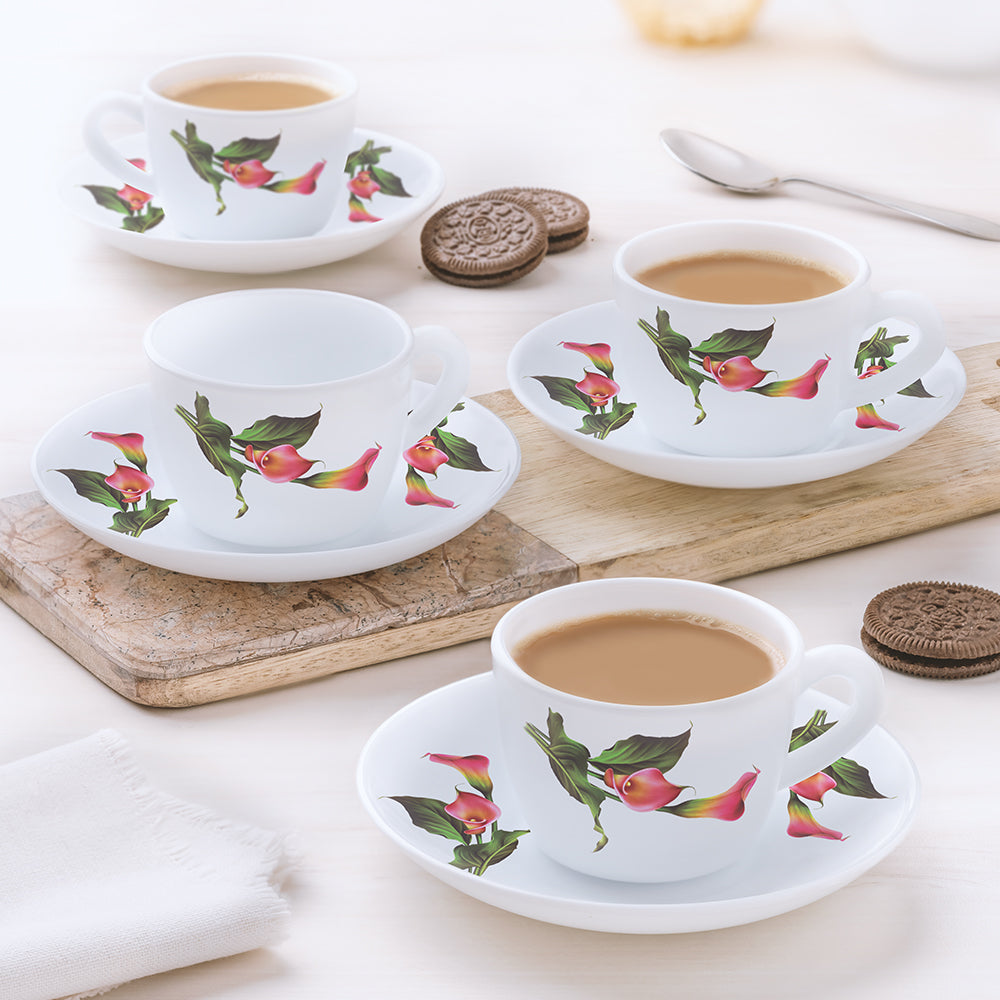 Larah by Borosil Stargazer Cup n Saucer Set, 140ml x 8