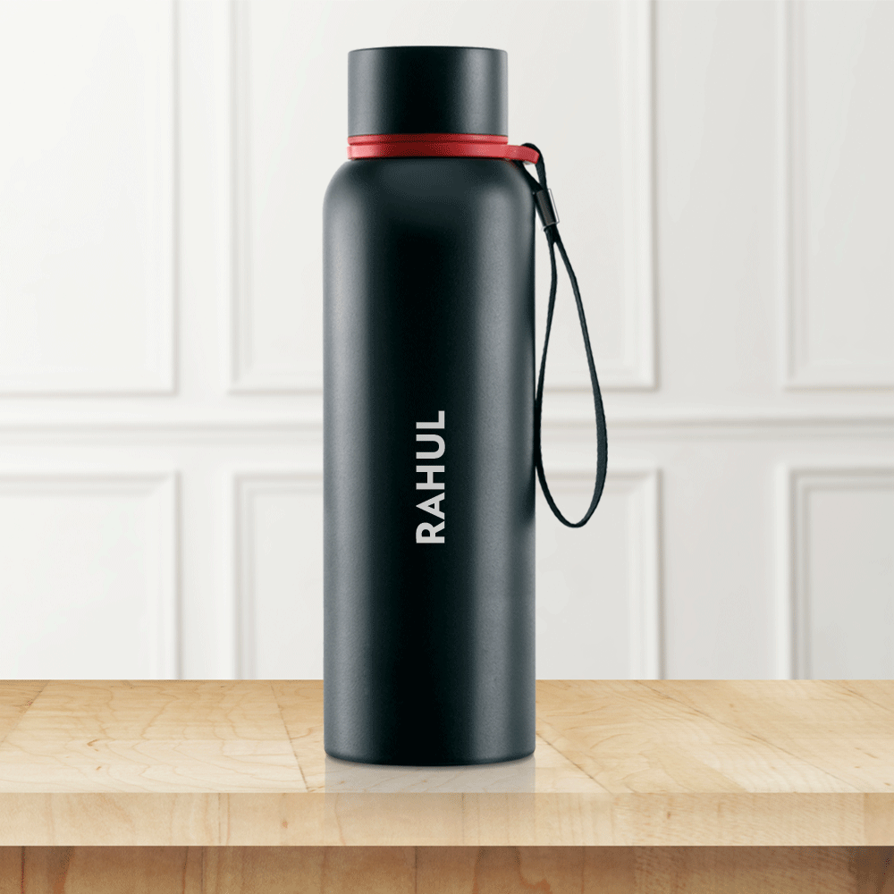 BOROSIL Trek Black 500 ml Flask water Bottle Pack of 1 Steel