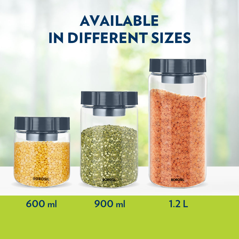 Borosil EasyScoop Endura Airtight Glass Jar, 1.2L