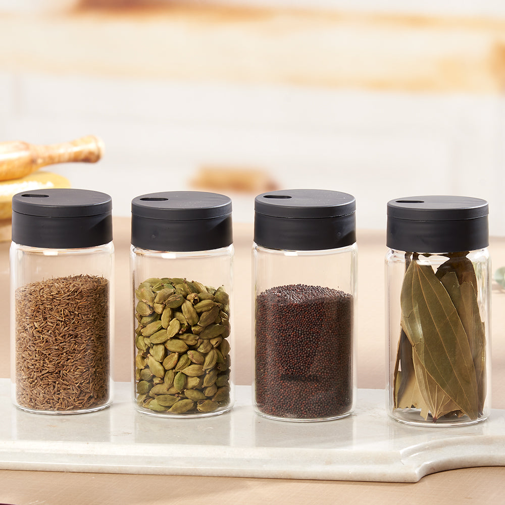 Borosil Glass Salt & Pepper Jar Set, 250ml x 2