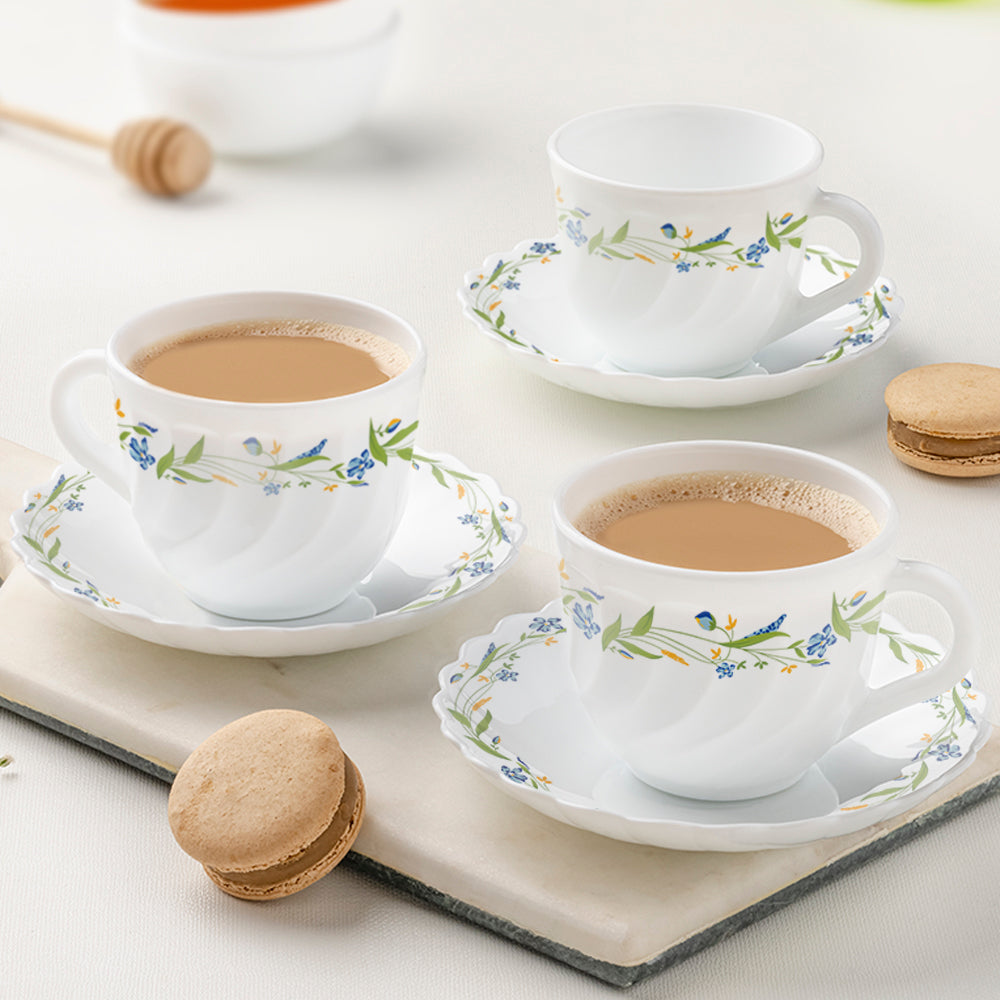 Larah by Borosil Cripper Cup n Saucer Set, 220ml x 12