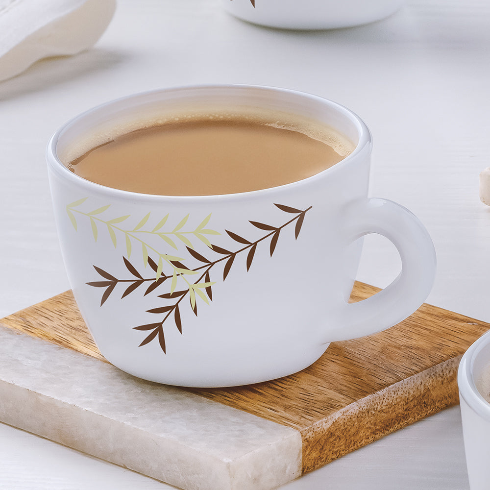 Larah by Borosil, Opalware, Microwave Safe, Oak Cup Set of 6, 90ml