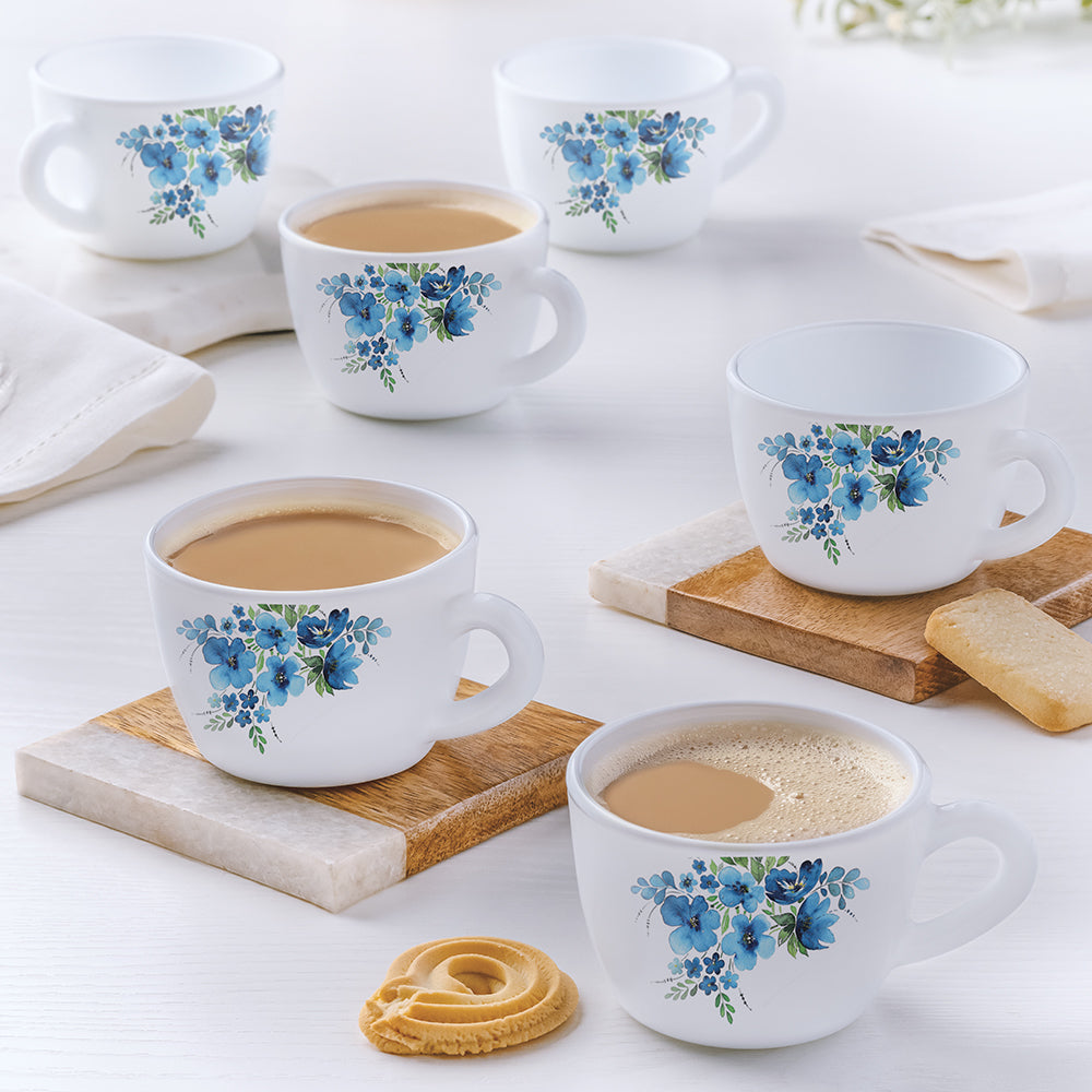 Larah by Borosil Pansy Cup Set, 140ml x 6