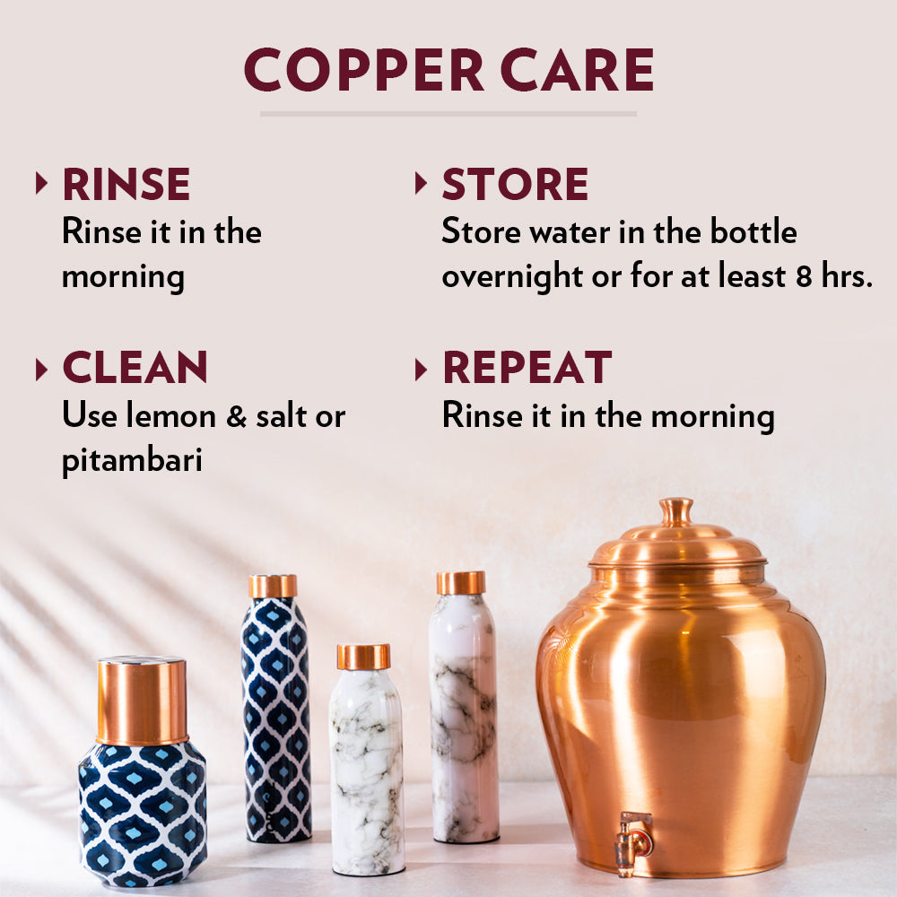 Borosil Marble Copper Bottle, 500ml