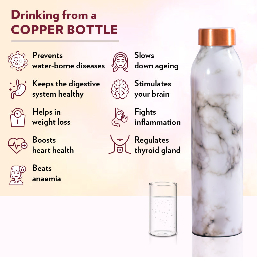 Borosil Marble Copper Bottle, 500ml
