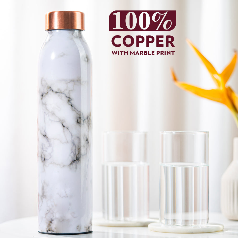Borosil Marble Copper Bottle, 500ml
