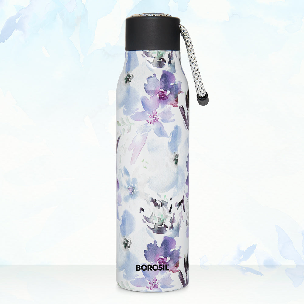 My Borosil Stainless Steel Bottles 600 ml Aquasoul Flora