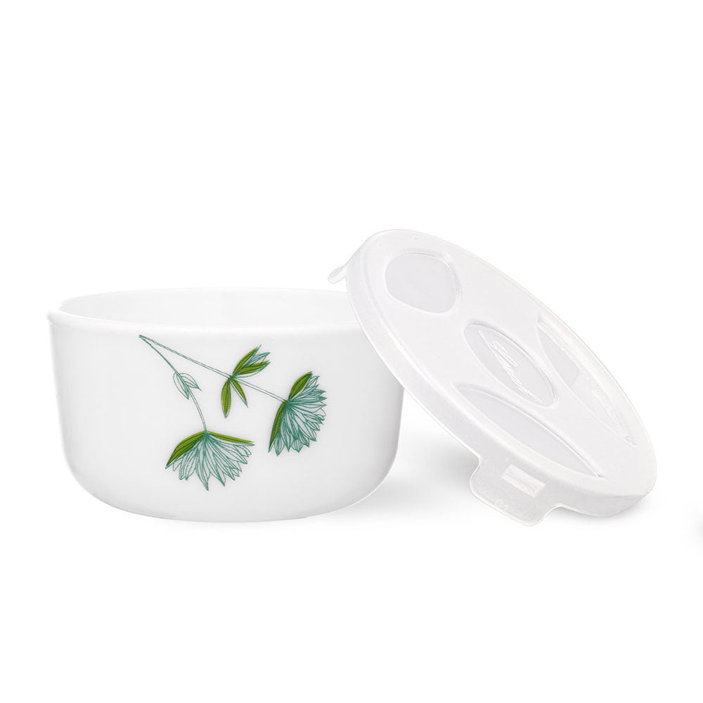 My Borosil Opalware Bowls & Katoris 6 pc Set Green Lily Katori w Lid