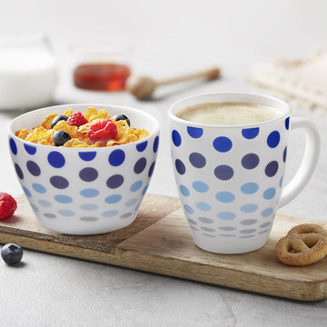 Larah by Borosil Polka Blue Breakfast Set