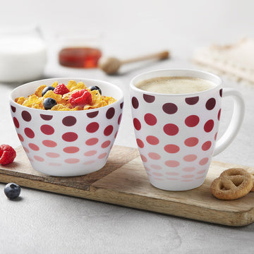Larah by Borosil Polka Red Breakfast Set