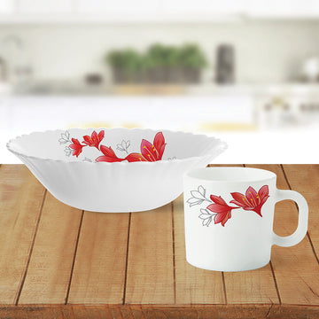 Larah by Borosil Ruby Snack Set w Mugs