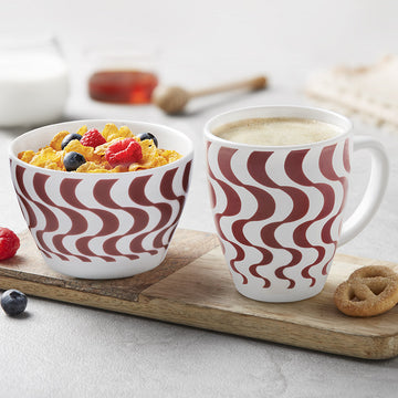 Larah by Borosil Waves Brown Breakfast Set