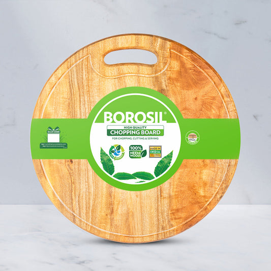 My Borosil Cookware Accessories 30 cm Dia Wooden Round Chopping Board