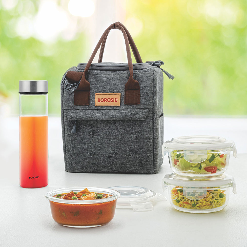 Buy Microwavable Containers with Lunch Bag, 400ml, Set of 3 Online