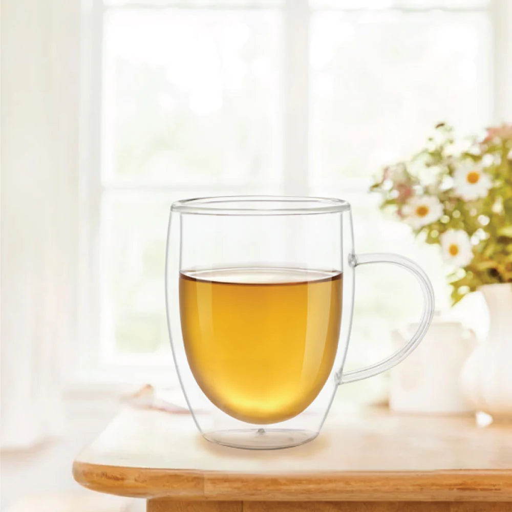 My Borosil Glass Mug 400 ml x 2 Mia Double Wall Glass Mug, Set of 2