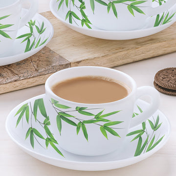 Larah by Borosil Bamboo Leaves Cup n Saucer Set