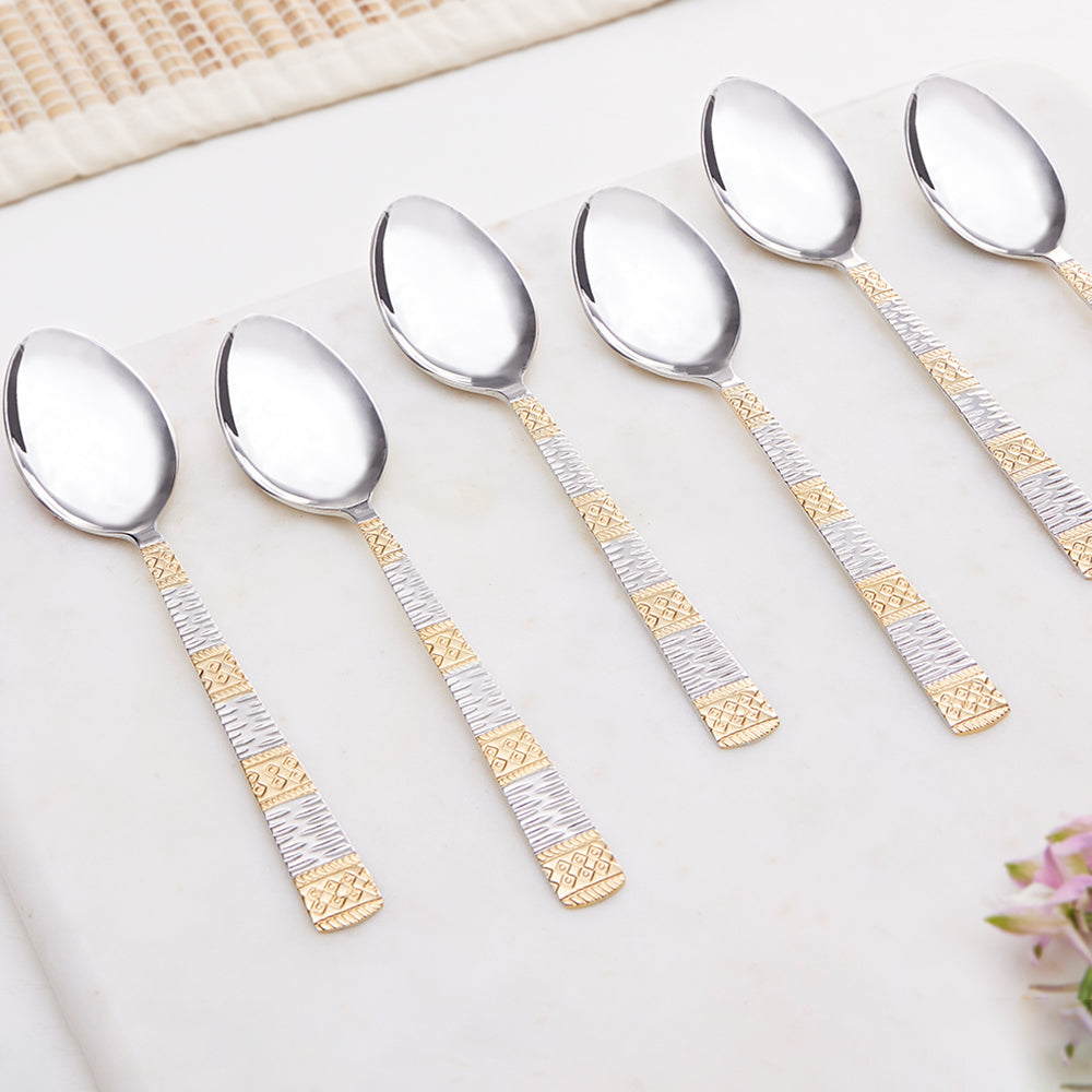 My Borosil Stainless Steel Cutlery Set of 6 - 13.5 cm Gold Tea Spoon, Set of 6