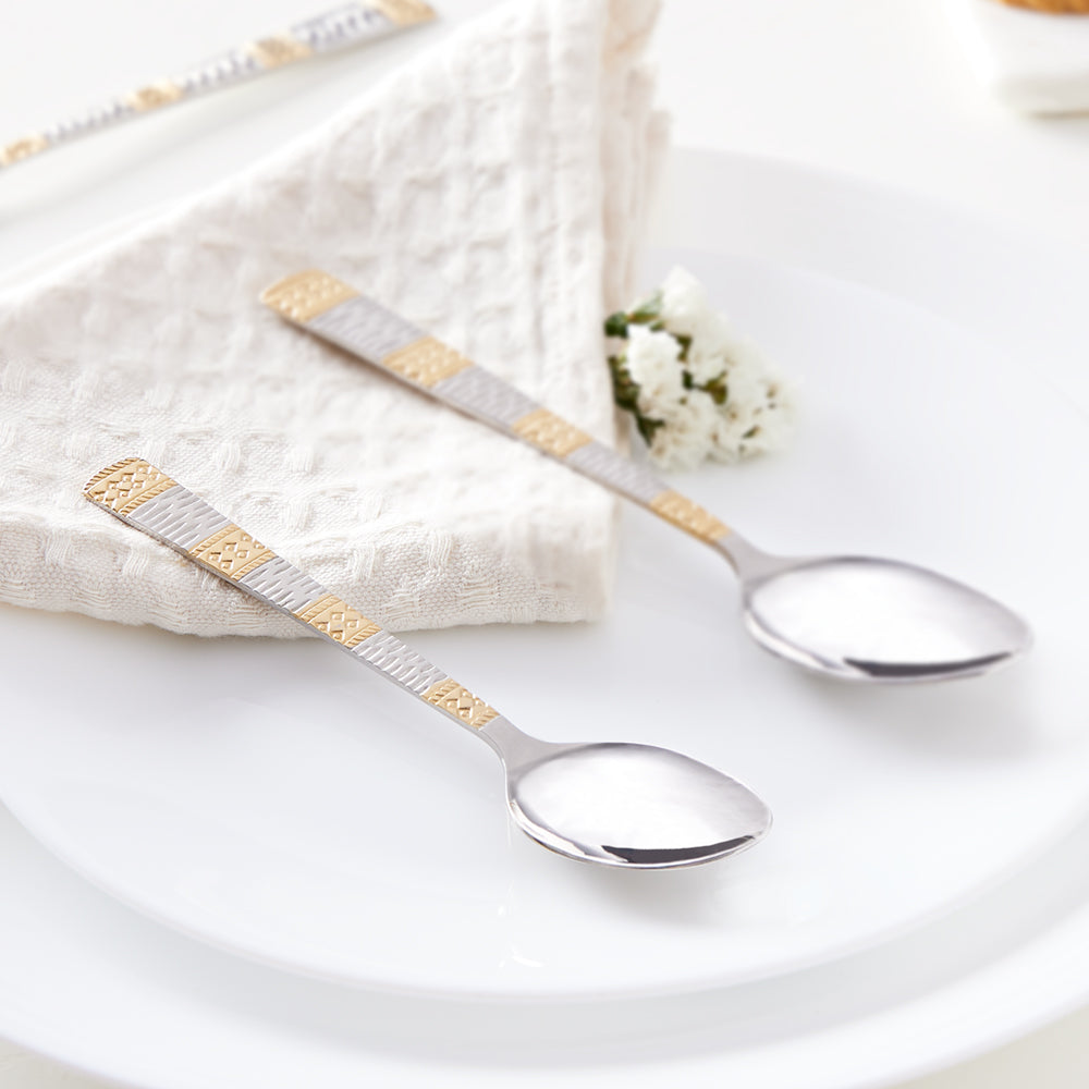 My Borosil Stainless Steel Cutlery Set of 6 - 13.5 cm Gold Tea Spoon, Set of 6