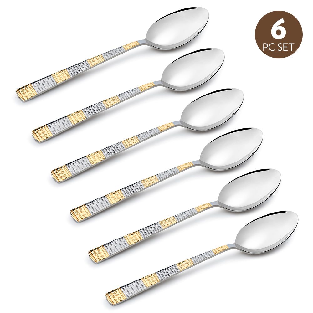 My Borosil Stainless Steel Cutlery Set of 6 - 13.5 cm Gold Tea Spoon, Set of 6