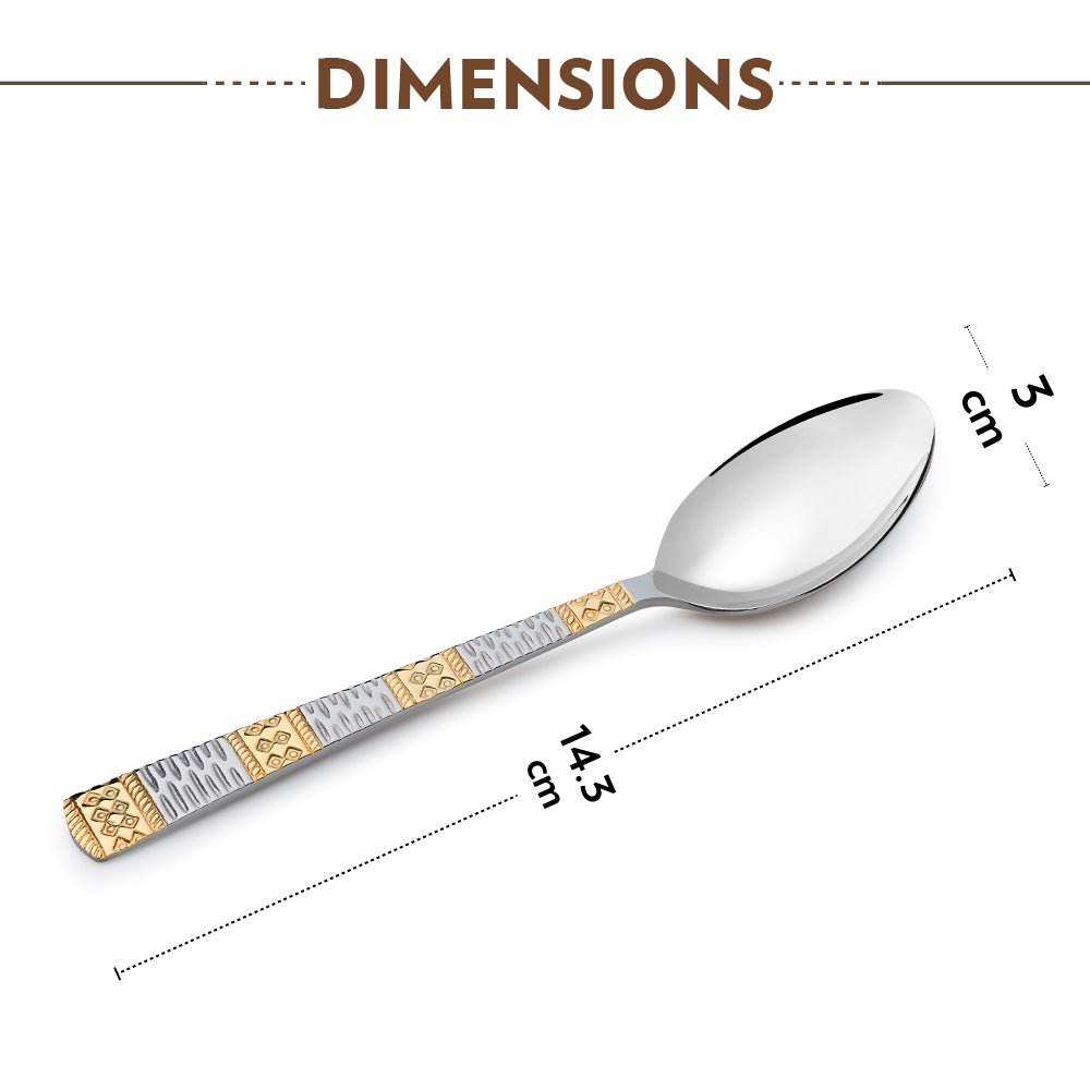 My Borosil Stainless Steel Cutlery Set of 6 - 13.5 cm Gold Tea Spoon, Set of 6