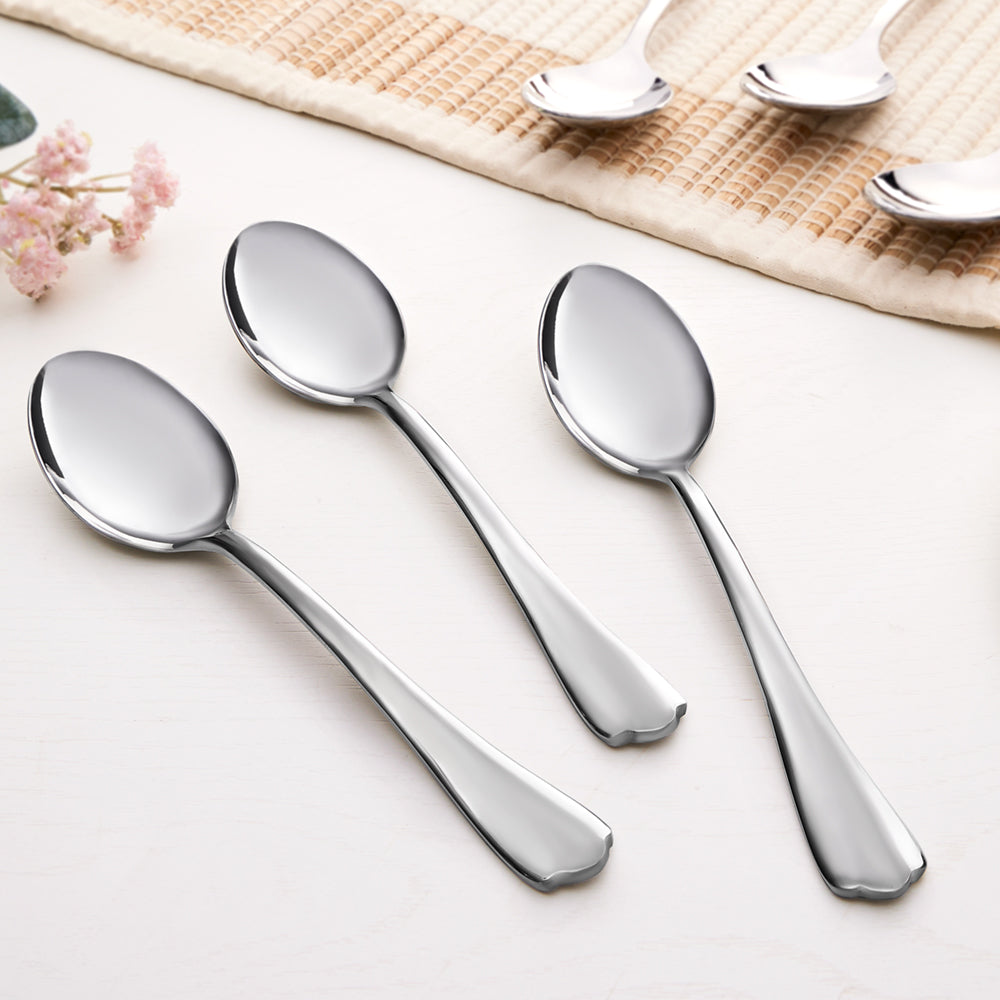 My Borosil Stainless Steel Cutlery Set of 6 - 16 cm Eva Dessert Spoon, Set of 6