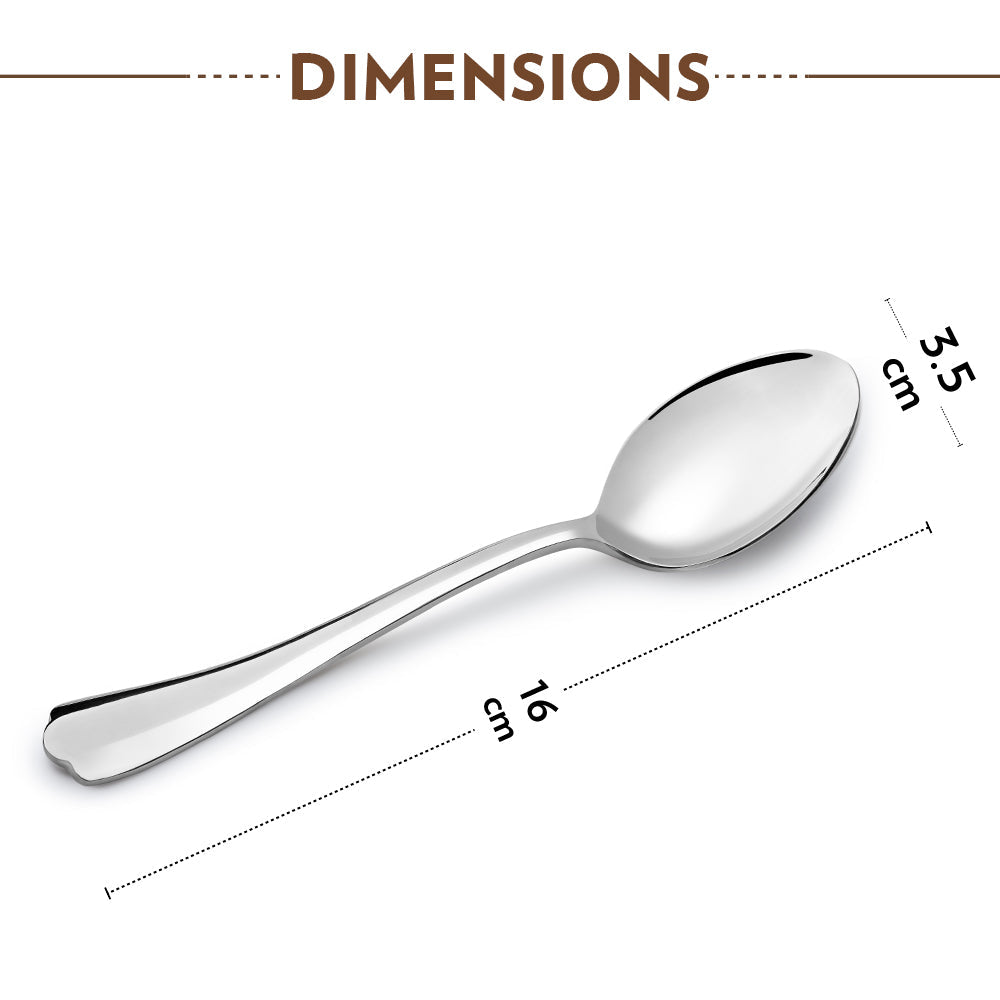 My Borosil Stainless Steel Cutlery Set of 6 - 16 cm Eva Dessert Spoon, Set of 6