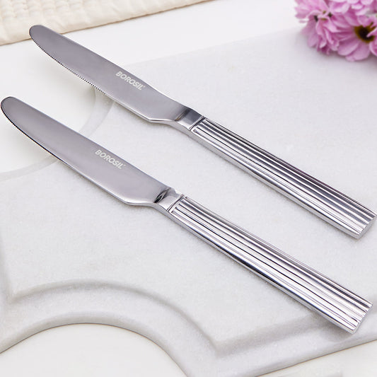 My Borosil Stainless Steel Cutlery Set of 6 - 21 cm Vintage Dinner Knife, Set of 6