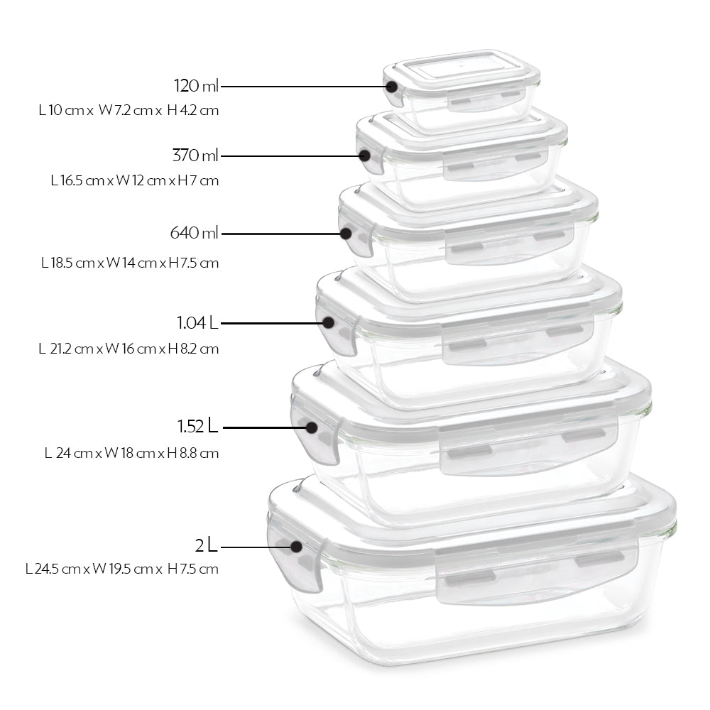 My Borosil Storage Containers 640 ml x 2 Klip n Store Rectangular Set of 2 Glass Container