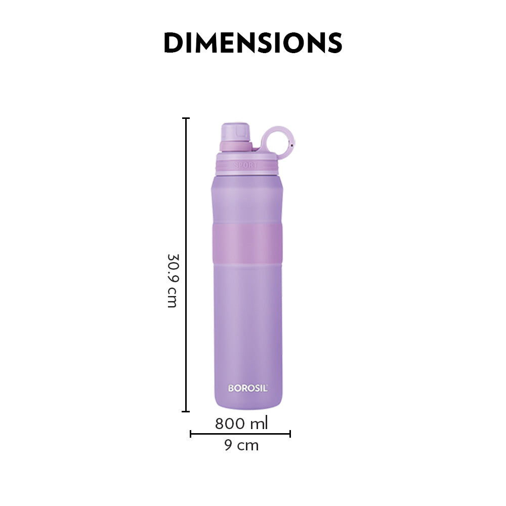 My Borosil Stainless Steel Bottles 800 ml Thirst Burst Lavender