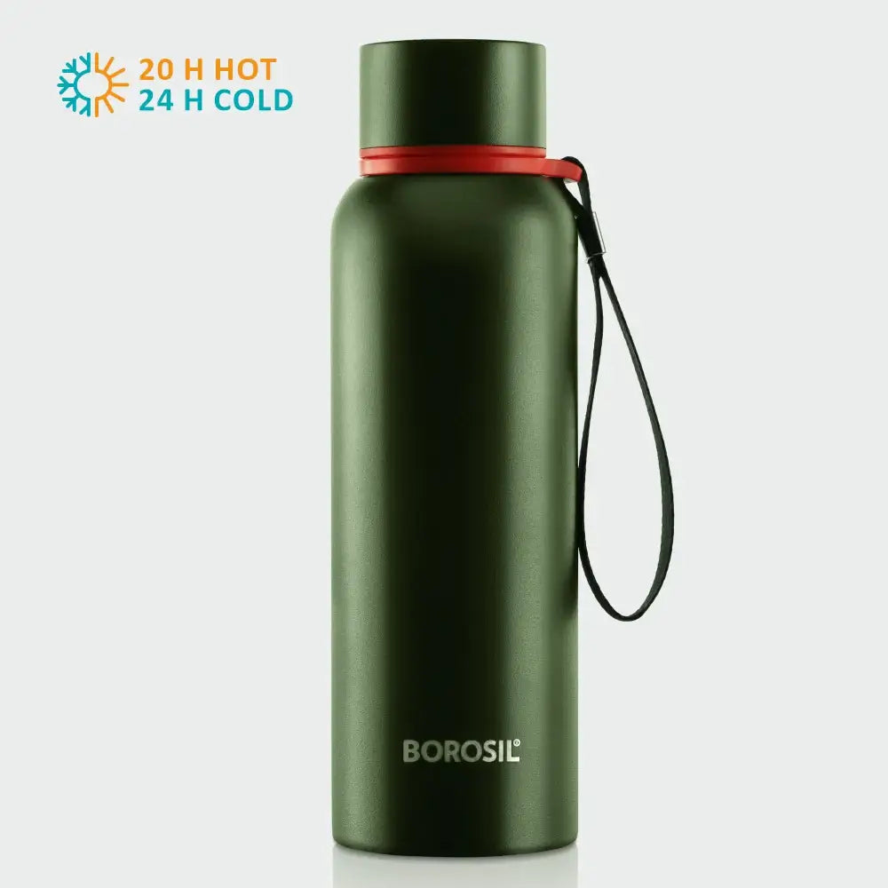 BOROSIL Trek Green 500 ml Flask water Bottle (Pack of 1, Steel)