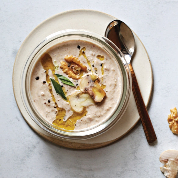 Protein rich soup recipe with walnuts and mushrooms for a healthy lifestyle