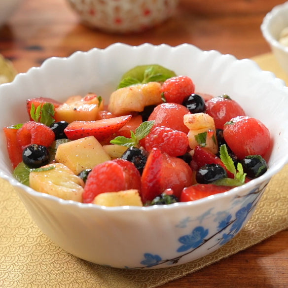 Mixed Fruit Salad with Lemon Basil Dressing