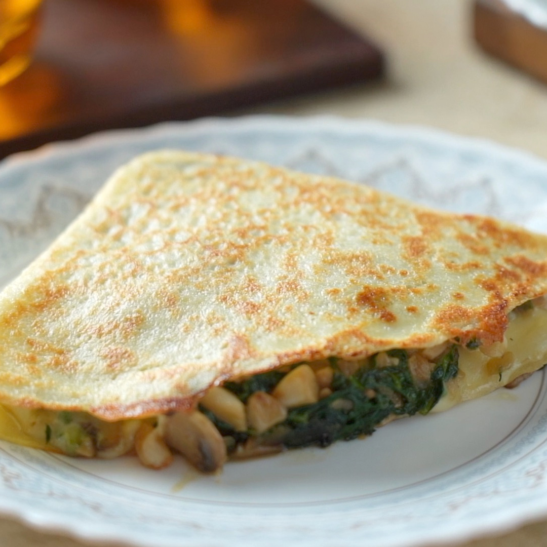Mushroom & Spinach Stuffed Crepes