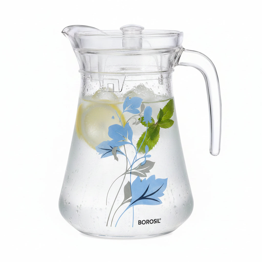 Amphora Glass Jug with Lid & Strainer, Ageria