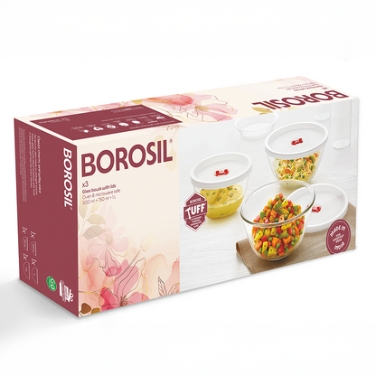 Borosil Tuff-Glass Everyday Mixing & Serving Bowl Set