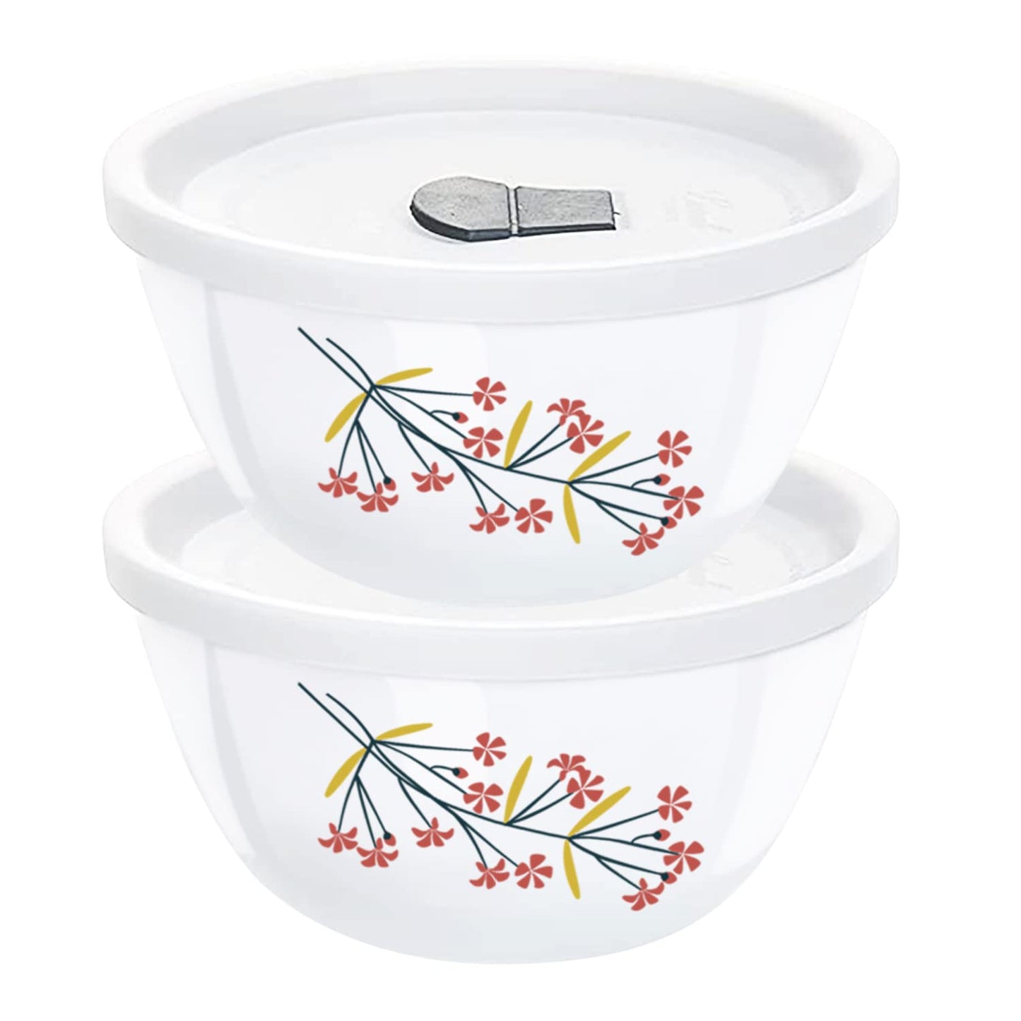 Larah by Borosil Red Bud 4 pc Mixing Bowl, 1 L x 2