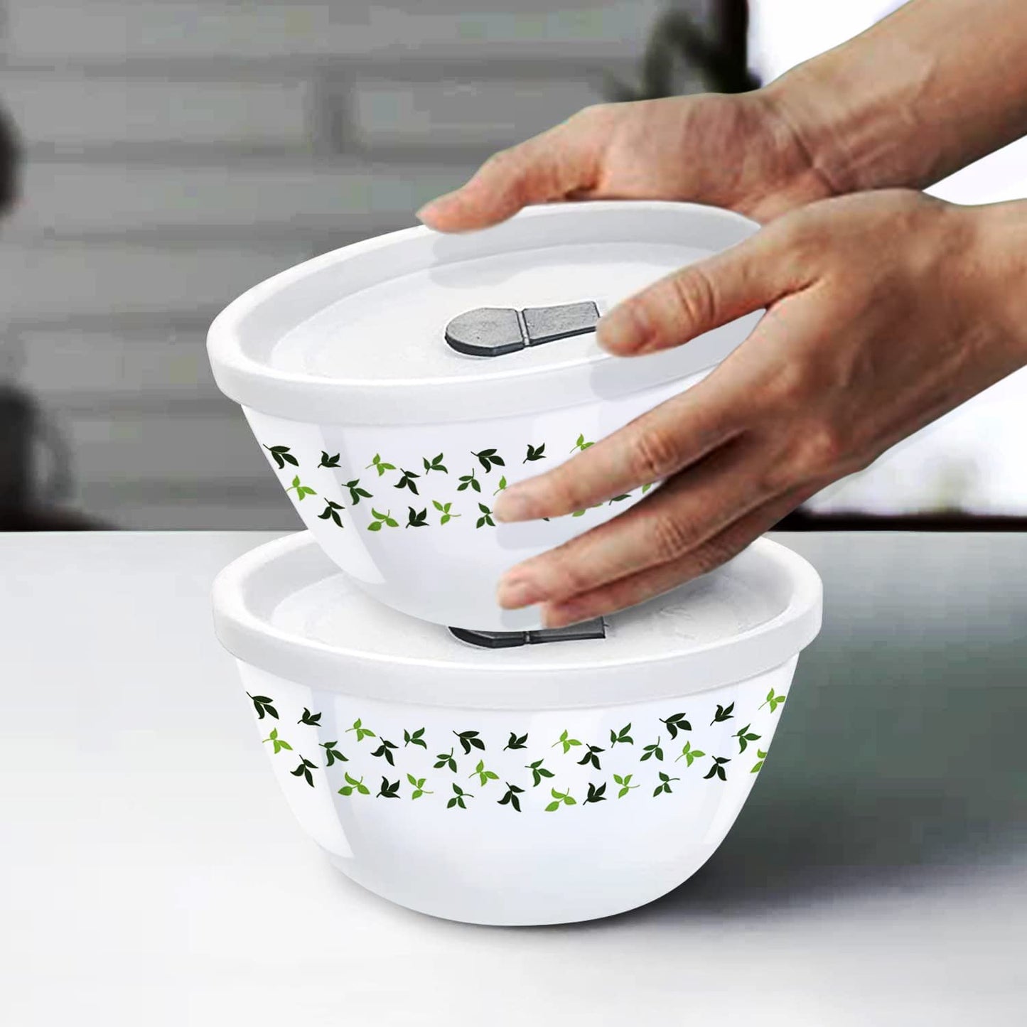 Larah by Borosil Sage 4 pc Mixing Bowl, 1 .5 L + 750 ml