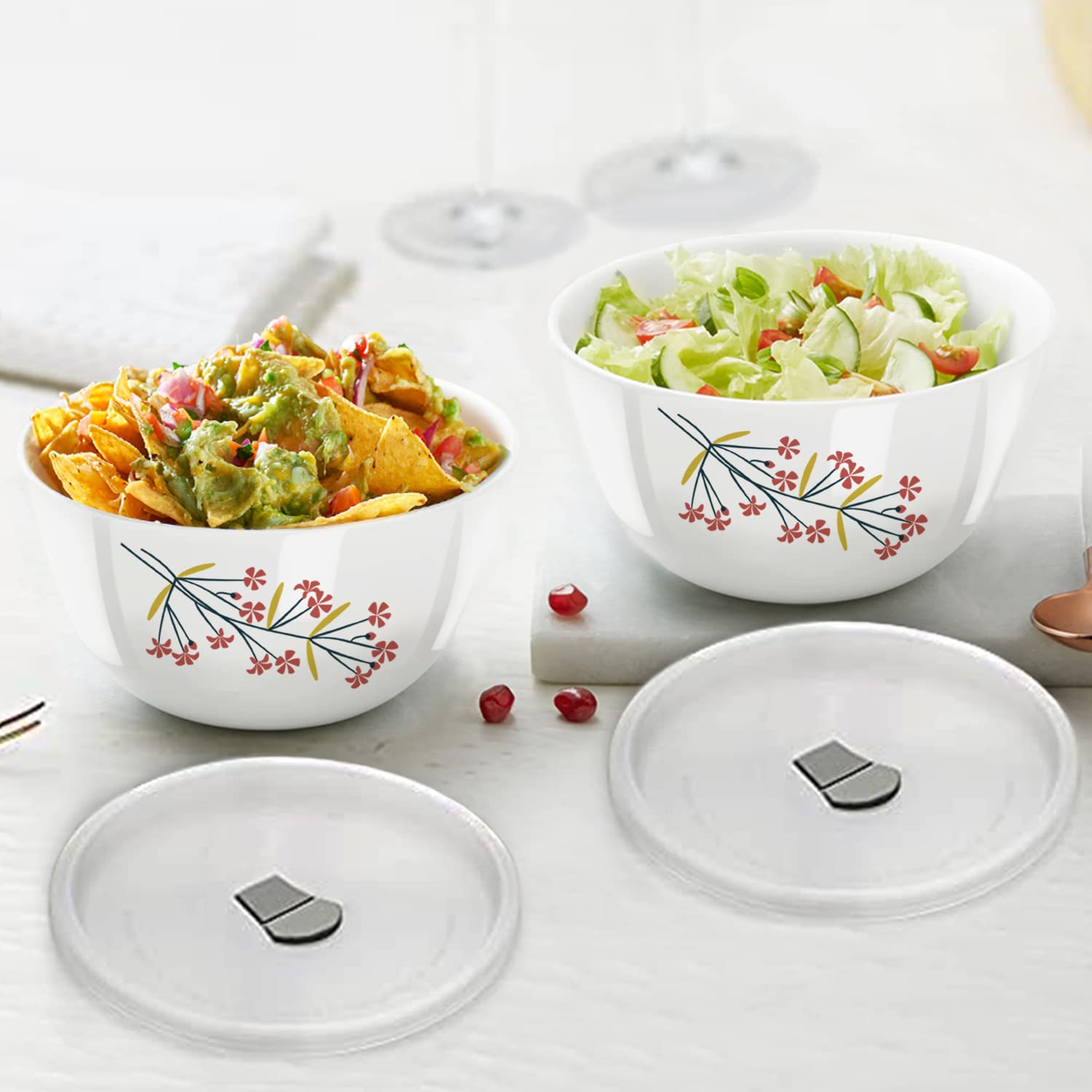Larah by Borosil Red Bud 4 pc Mixing Bowl, 1 L + 750 ml